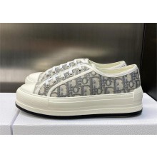 Dior gray Oblique Embroidered Cotton Walk'n'Dior Platform Sneaker 2023