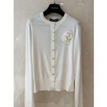Dolce&Gabbana white Floral-appliqué silk cardigan 2025