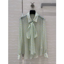 GUCCI BLUE Printed silk chiffon shirt 812225 2025