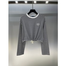 PRADA NAVY Long-sleeved striped jersey T-shirt 34675R 2025