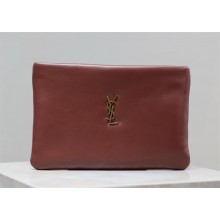 Saint Laurent calypso small pouch in lambskin ROUGE MERLOT 2024(original quality)