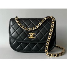 CHANEL BLACK CALFSKIN MESSENGER BAG AS4845 2024