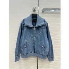 CHANEL blue embroidered denim blouson P78559 2025