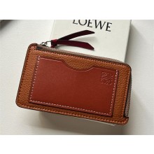 loewe Coin cardholder in soft grained calfskin tan/burgundy 2023