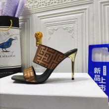 Balmain Heel 9.5cm Monogram Ulla Mules brown 2023