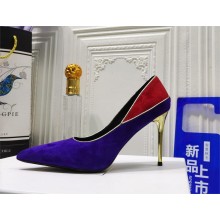 Balmain Heel 9.5cm Ruby pumps Suede blue/red 2023