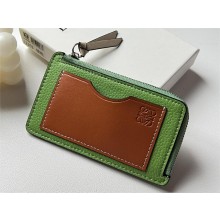 loewe Coin cardholder in soft grained calfskin green/tan 2023