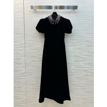 DIOR BLACK VELVET Embroidered dress 2024