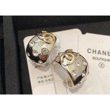 chanel Metal & Strass Gold & Crystal HOOP Earrings ABE127 2024