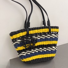 loewe navy/yellow/black striped basket bag 2023