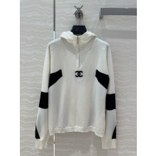 CHANEL White & Dark Purple WOOL SWEATER P77802 2024