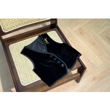 SAINT LAURENT black velvet vest 01 2023