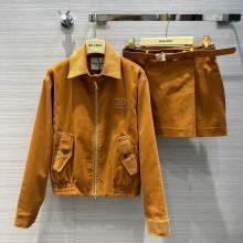 miu miu Corduroy blouson jacket and skirt Barley 2023