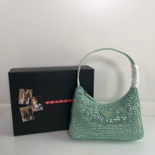 Prada Sequins Re-Edition 2000 Nylon Mini Hobo Bag 1NE515 green 2021
