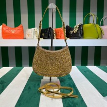 Prada 1bc169 Cleo satin bag with crystals gold 2023