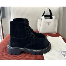 LOEWE Sierra combat suede ankle boots in black 2024