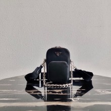 Prada Brushed leather shoulder bag 1BH183 BLACK 2021