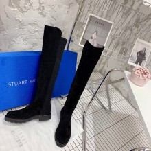 Stuart Weitzman suede Leather Boot with 3.5CM Heel black