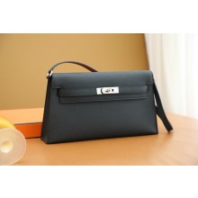 Hermes Kelly Elan Bag In Original epsom Leather noir with gold hardware(Full Handmade)