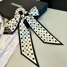 chanel Silk CC Twilly Hair Tie Ivory white 2025