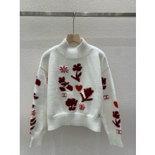 CHANEL Cashmere & Silk Red, Ecru & Burgundy PULLOVER P77821 2024