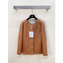 CHANEL Shearling Lambskin Brown & Beige jacket P78305 2024