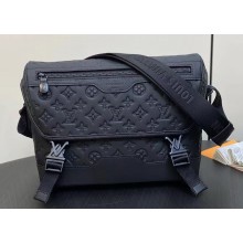 louis vuitton Messenger Voyager PM bag Monogram Shadow leather black M25121 1102-2024