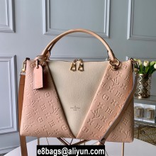 LOUIS VUITTON V TOTE MM MONOGRAM EMPREINTE M44422 PINK/BEIGE