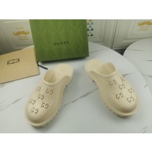 gucci Women's platform perforated G sandal creamy 2021
