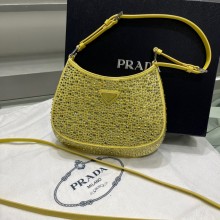 Prada 1bc169 Cleo satin bag with crystals yellow