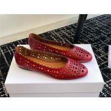Alaia laser-cut leather BALLET FLATS red 2024