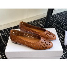 Alaia laser-cut leather BALLET FLATS brown 2024
