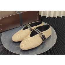 Alaia Leather-trimmed paper straw flats 2024