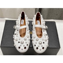 Alaia BALLET FLATS WITH SPHERES ON LAMBSKIN white 2024