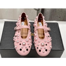 Alaia BALLET FLATS WITH SPHERES ON LAMBSKIN pink 2024