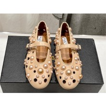Alaia BALLET FLATS WITH SPHERES ON LAMBSKIN beige 2024