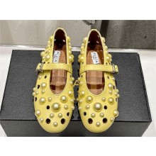 Alaia BALLET FLATS WITH SPHERES ON LAMBSKIN yellow 2024