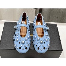 Alaia BALLET FLATS WITH SPHERES ON LAMBSKIN blue 2024