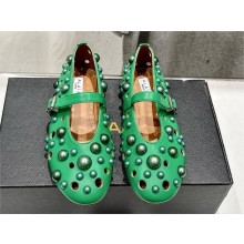 Alaia BALLET FLATS WITH SPHERES ON LAMBSKIN green 2024