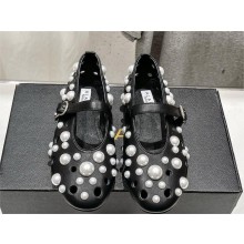 Alaia BALLET FLATS WITH SPHERES ON LAMBSKIN black 2024