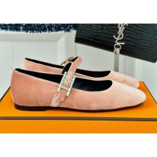 hermes velvet jolly ballet flats pink 2024
