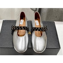 Alaia leather BALLET FLATS SILVER 2024