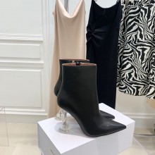 Amina Muaddi clear heel Giorgio leather ankle boots black 2021