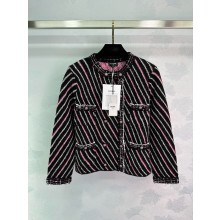 chanel Cashmere & Cotton Black, Pink & White jacket P77960 2024 