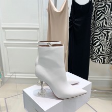Amina Muaddi clear heel Giorgio leather ankle boots white 2021