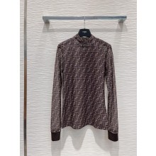 FENDI BROWN FF LOGO PRINTED Top 2023