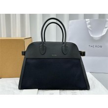 The Row Soft Margaux 15 Bag in Leather black/Canvas White 2024