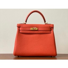 Hermes Kelly 28cm Bag In Original togo Leather With Gold/Sliver Hardware ORANGE(full handmade)