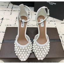 Alaia Fishnet and Patent Leather with Pyramid Studs heel 10cm white 2024