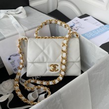 chanel Lambskin & Gold-Tone Metal Small Flap Bag AS3498 white 2022